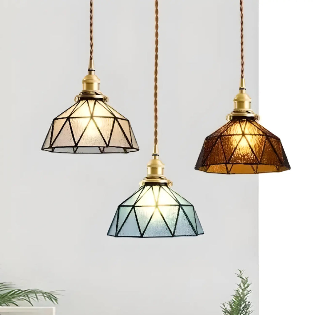 Suspension moderne géométrique en verre LED