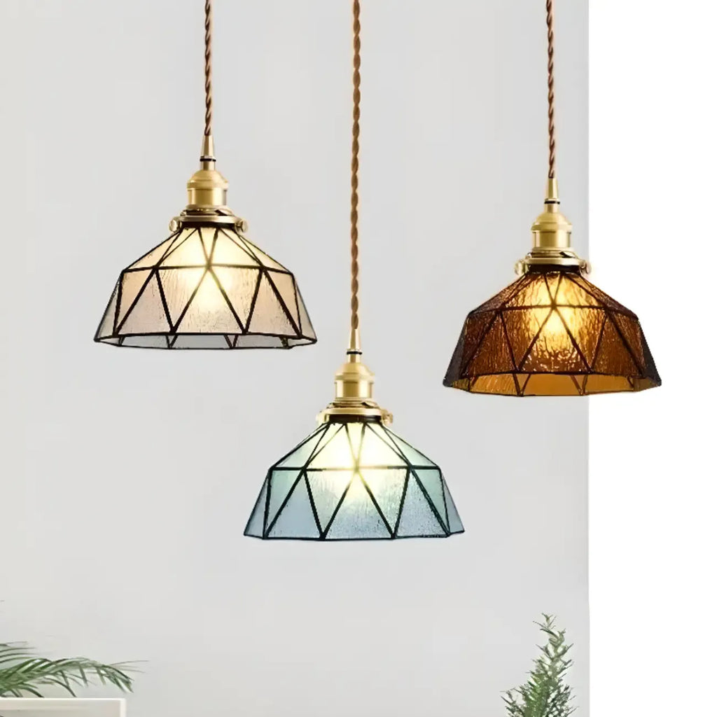Suspension moderne géométrique en verre LED