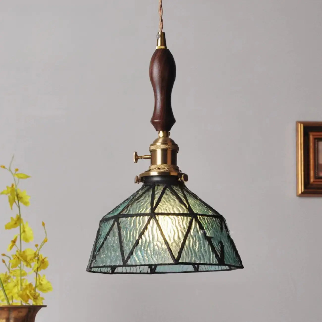 Suspension moderne géométrique en verre LED