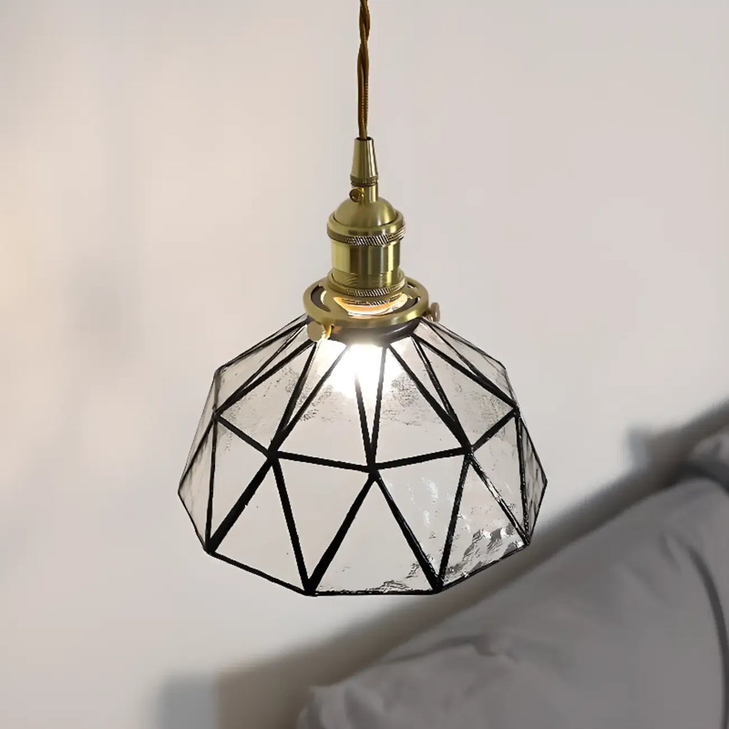 Suspension moderne géométrique en verre LED
