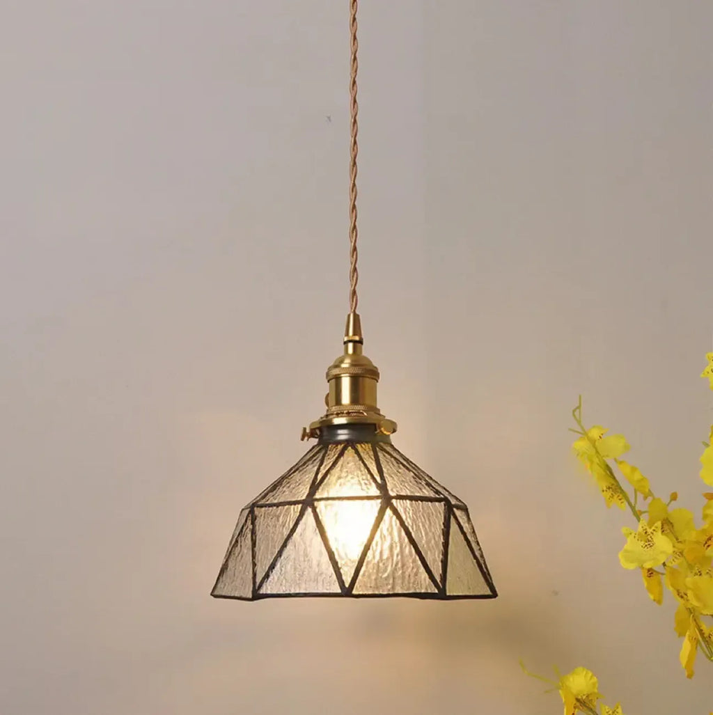 Suspension moderne géométrique en verre LED