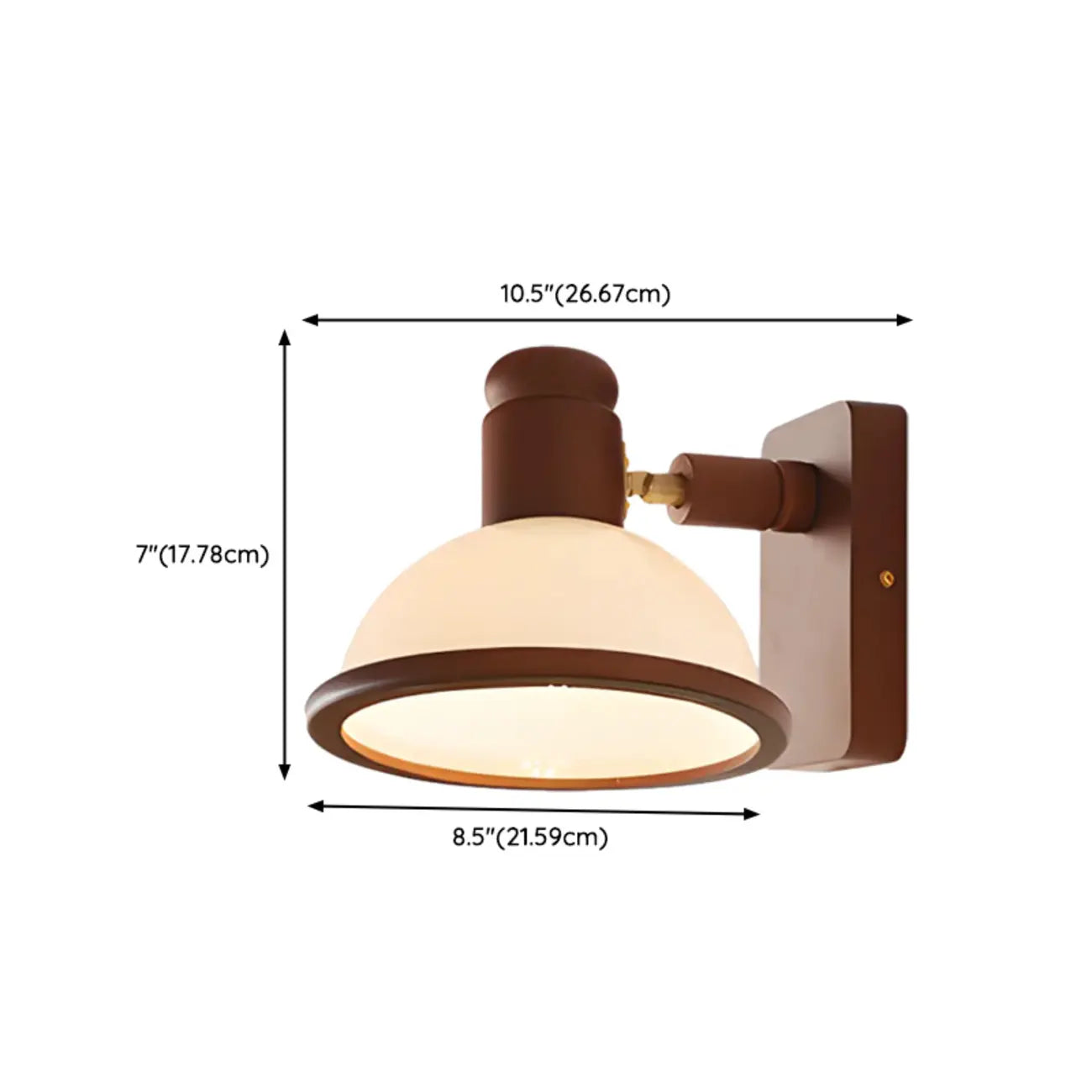 Applique murale moderne miniature en verre noyer avec éclairage LED pour salon