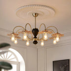 Lustre rétro géométrique à 6/8 lumières en verre chromé