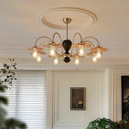 Lustre rétro géométrique à 6/8 lumières en verre chromé