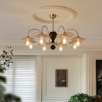 Lustre rétro géométrique à 6/8 lumières en verre chromé