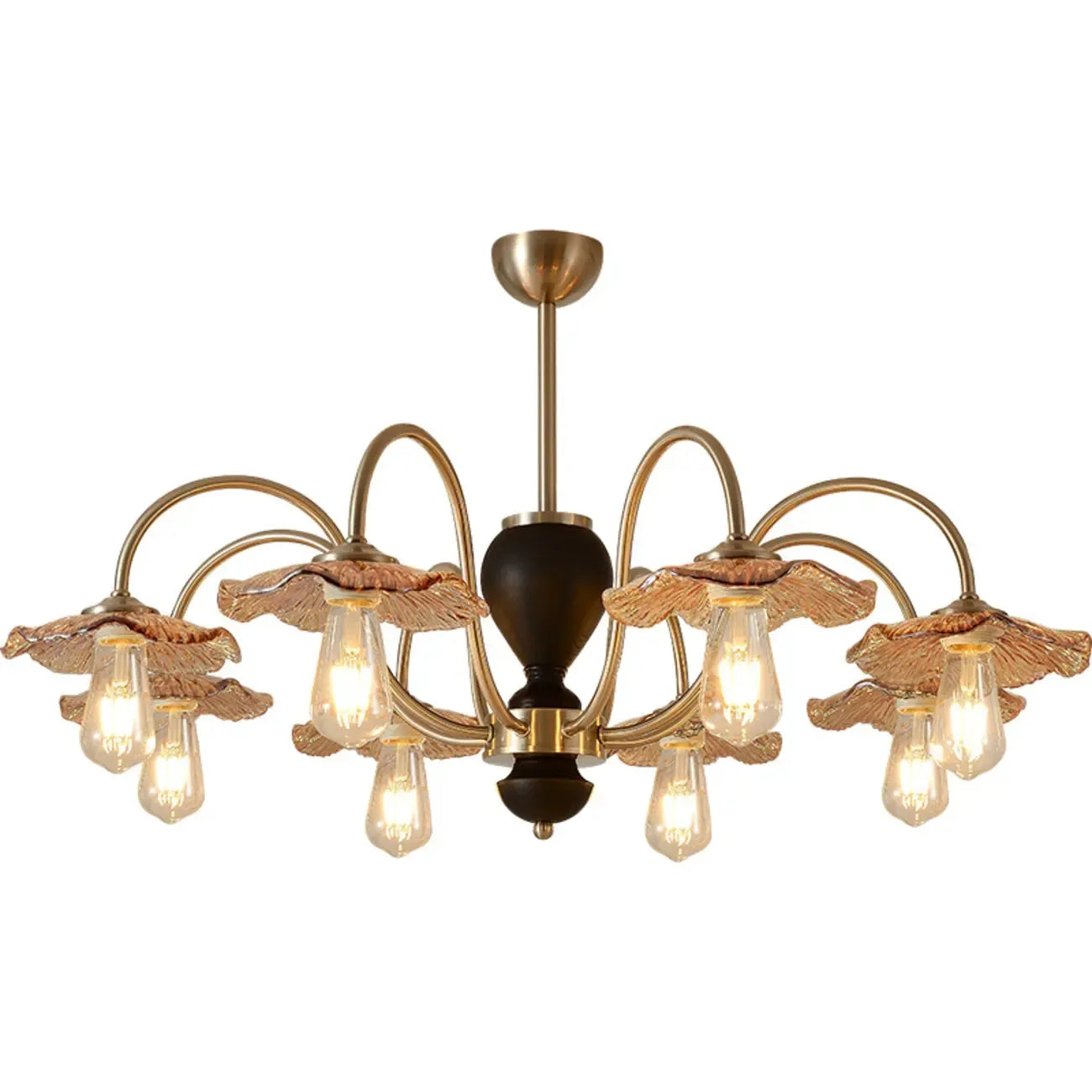 Lustre rétro géométrique à 6/8 lumières en verre chromé