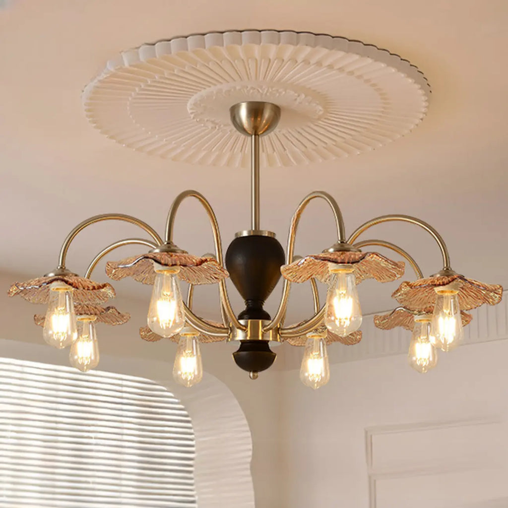 Lustre rétro géométrique à 6/8 lumières en verre chromé