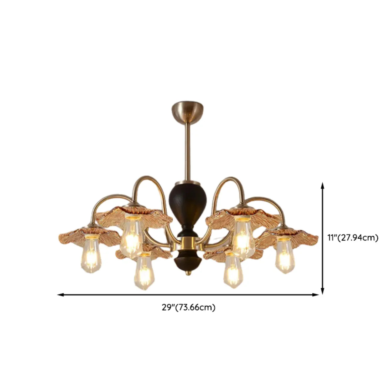 Lustre rétro géométrique à 6/8 lumières en verre chromé