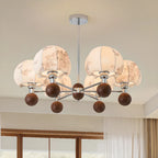 Lustre élégant en tissu à fleurs beige rustique et lustre élégant