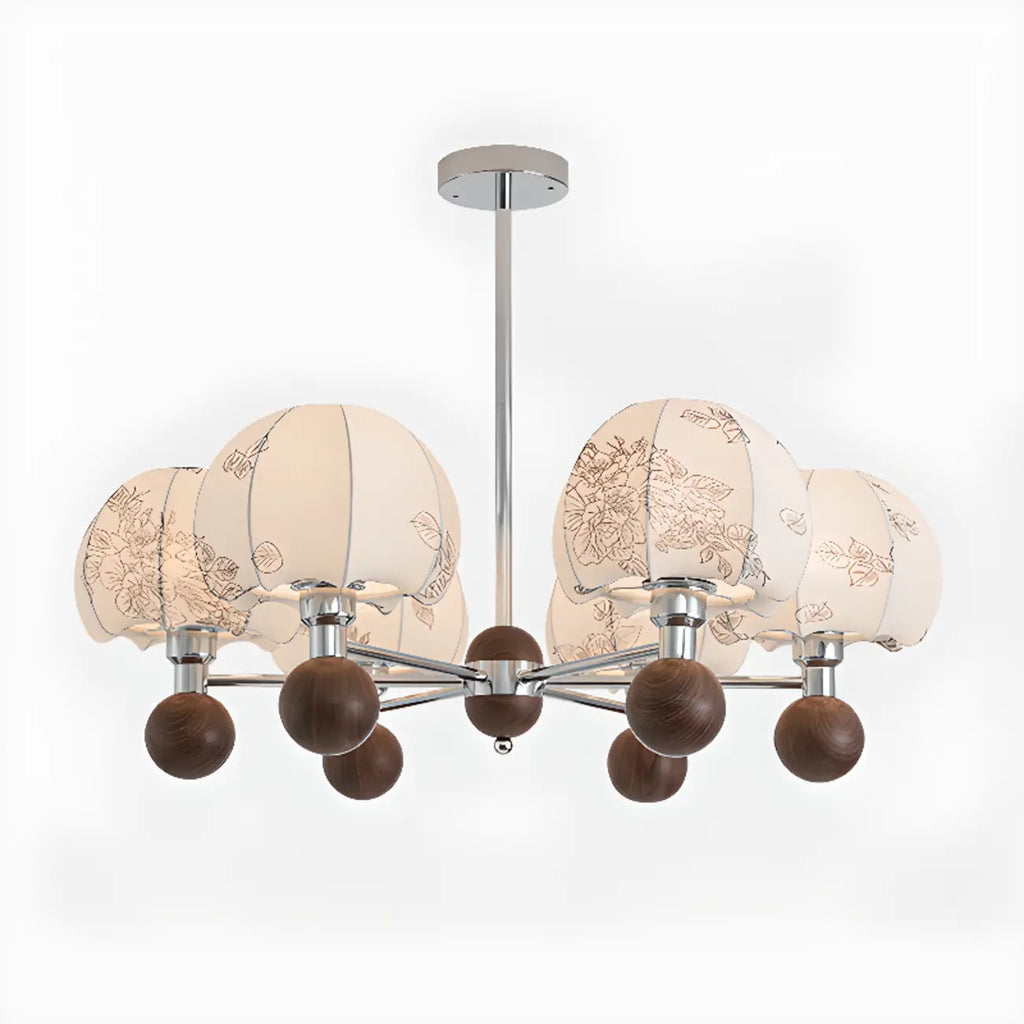 Lustre élégant en tissu à fleurs beige rustique et lustre élégant