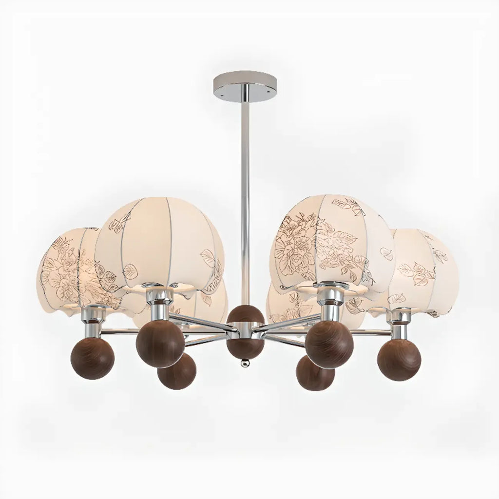 Lustre élégant en tissu à fleurs beige rustique et lustre élégant