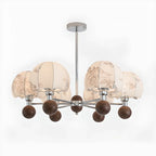 Lustre élégant en tissu à fleurs beige rustique et lustre élégant