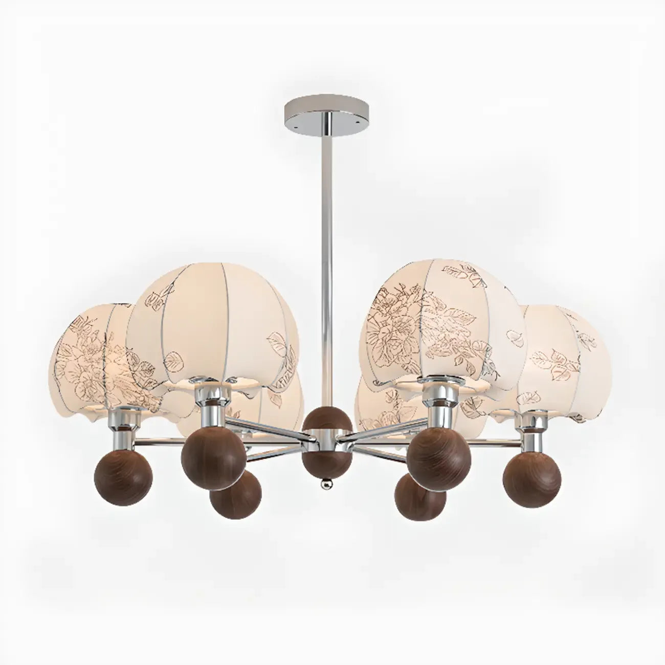 Lustre élégant en tissu à fleurs beige rustique et lustre élégant