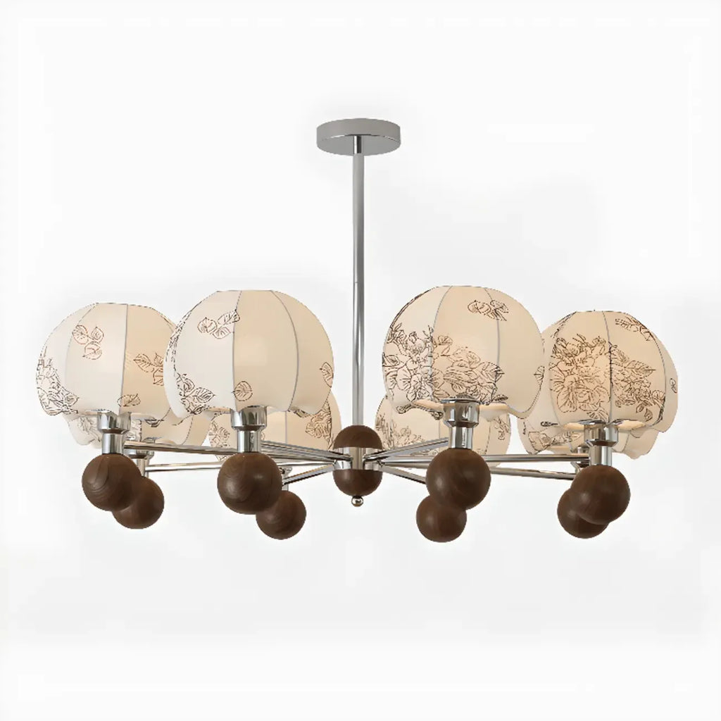 Lustre élégant en tissu à fleurs beige rustique et lustre élégant