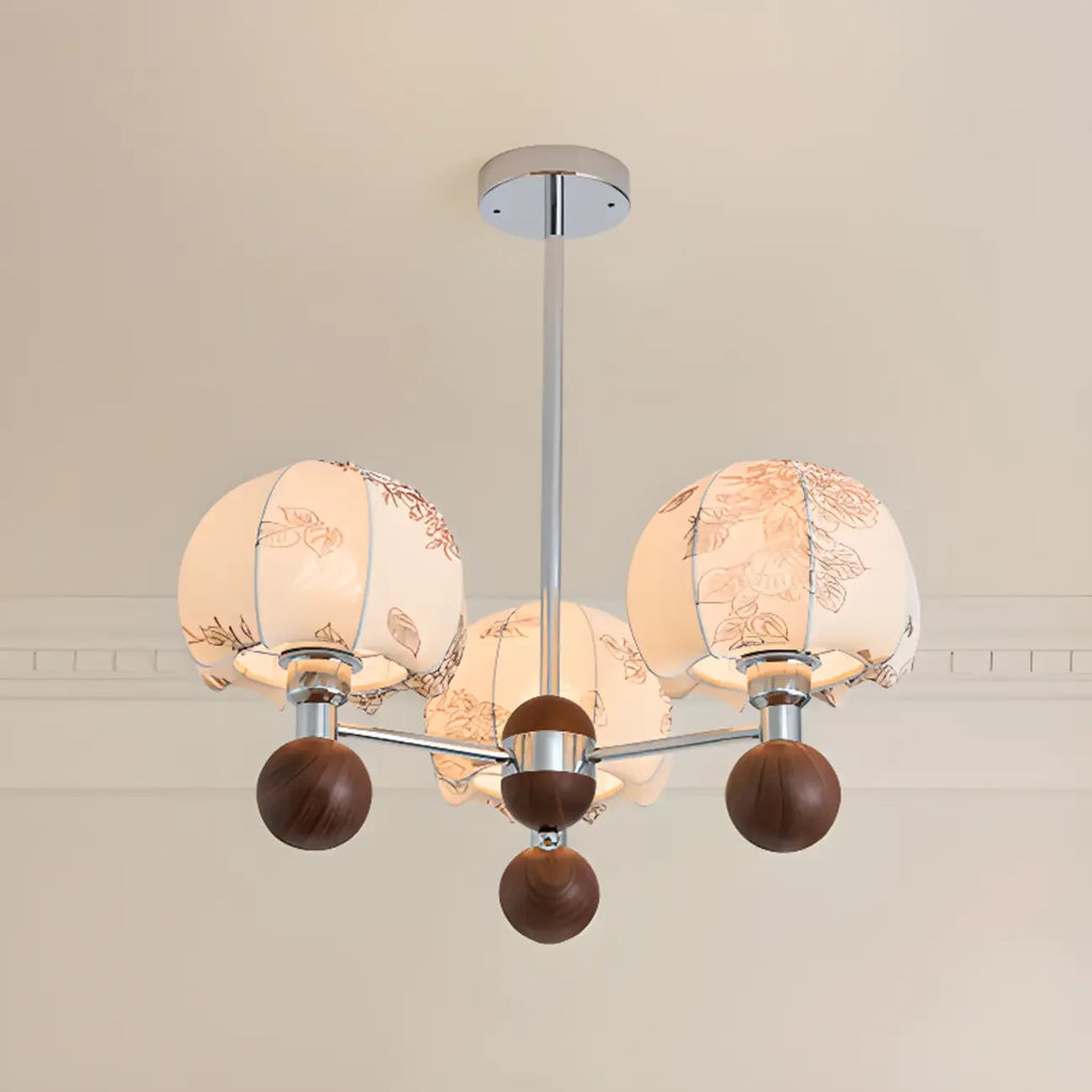 Lustre élégant en tissu à fleurs beige rustique et lustre élégant