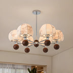 Lustre élégant en tissu à fleurs beige rustique et lustre élégant