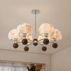 Lustre élégant en tissu à fleurs beige rustique et lustre élégant