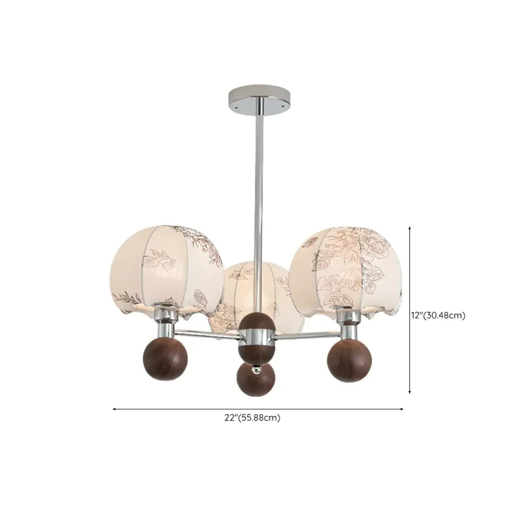 Lustre élégant en tissu à fleurs beige rustique et lustre élégant