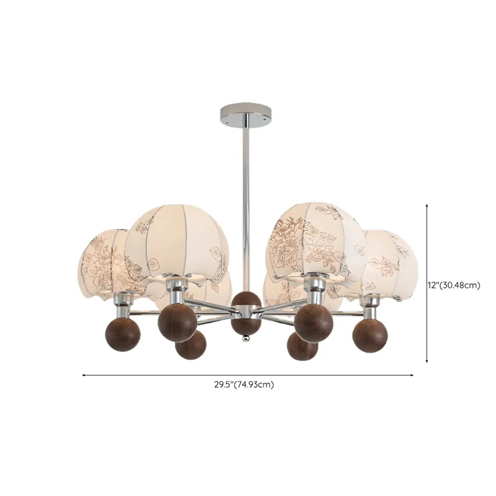 Lustre élégant en tissu à fleurs beige rustique et lustre élégant