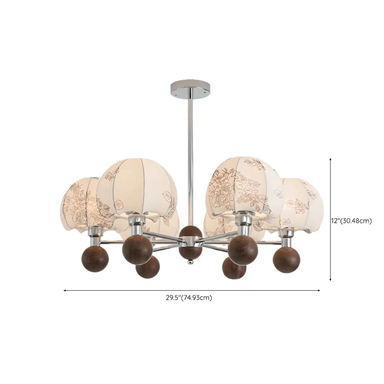 Lustre élégant en tissu à fleurs beige rustique et lustre élégant