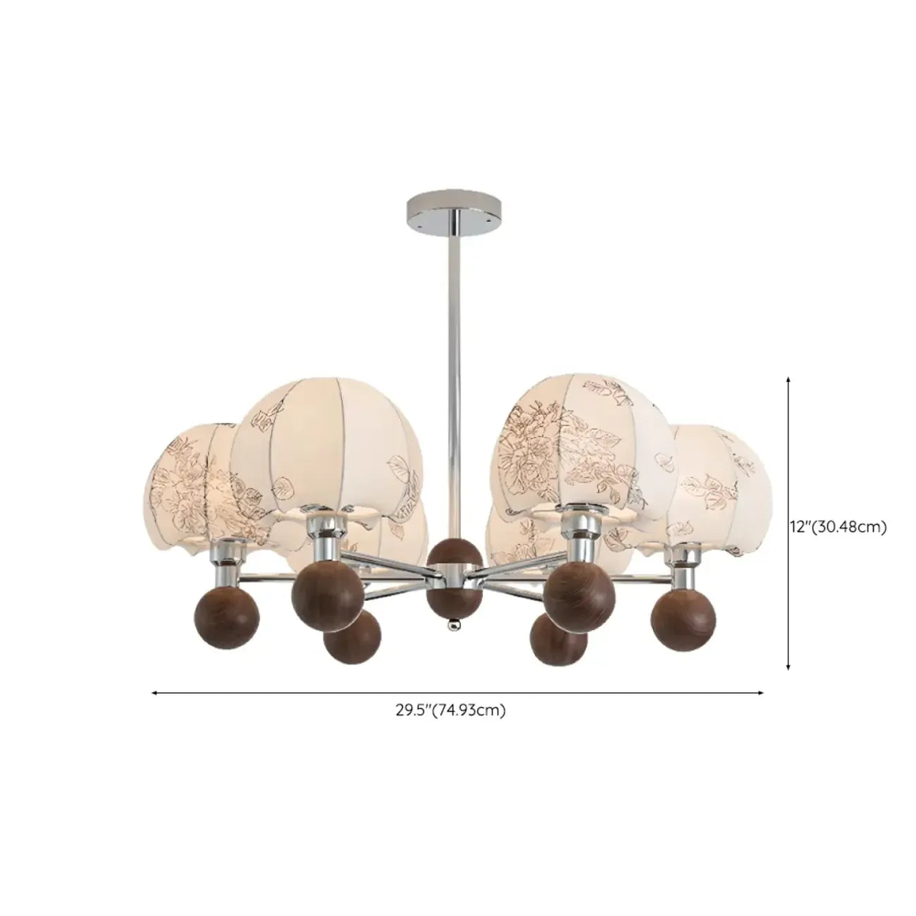 Lustre élégant en tissu à fleurs beige rustique et lustre élégant