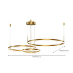 Lustre moderne à anneaux métalliques dorés à plusieurs niveaux avec LED