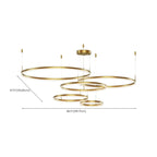 Lustre moderne à anneaux métalliques dorés à plusieurs niveaux avec LED