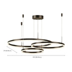 Lustre moderne à anneaux métalliques dorés à plusieurs niveaux avec LED