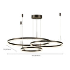 Lustre moderne à anneaux métalliques dorés à plusieurs niveaux avec LED
