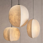 Suspension géométrique moderne en tissu beige, hauteur réglable