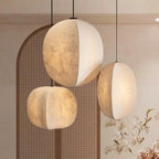 Suspension géométrique moderne en tissu beige, hauteur réglable