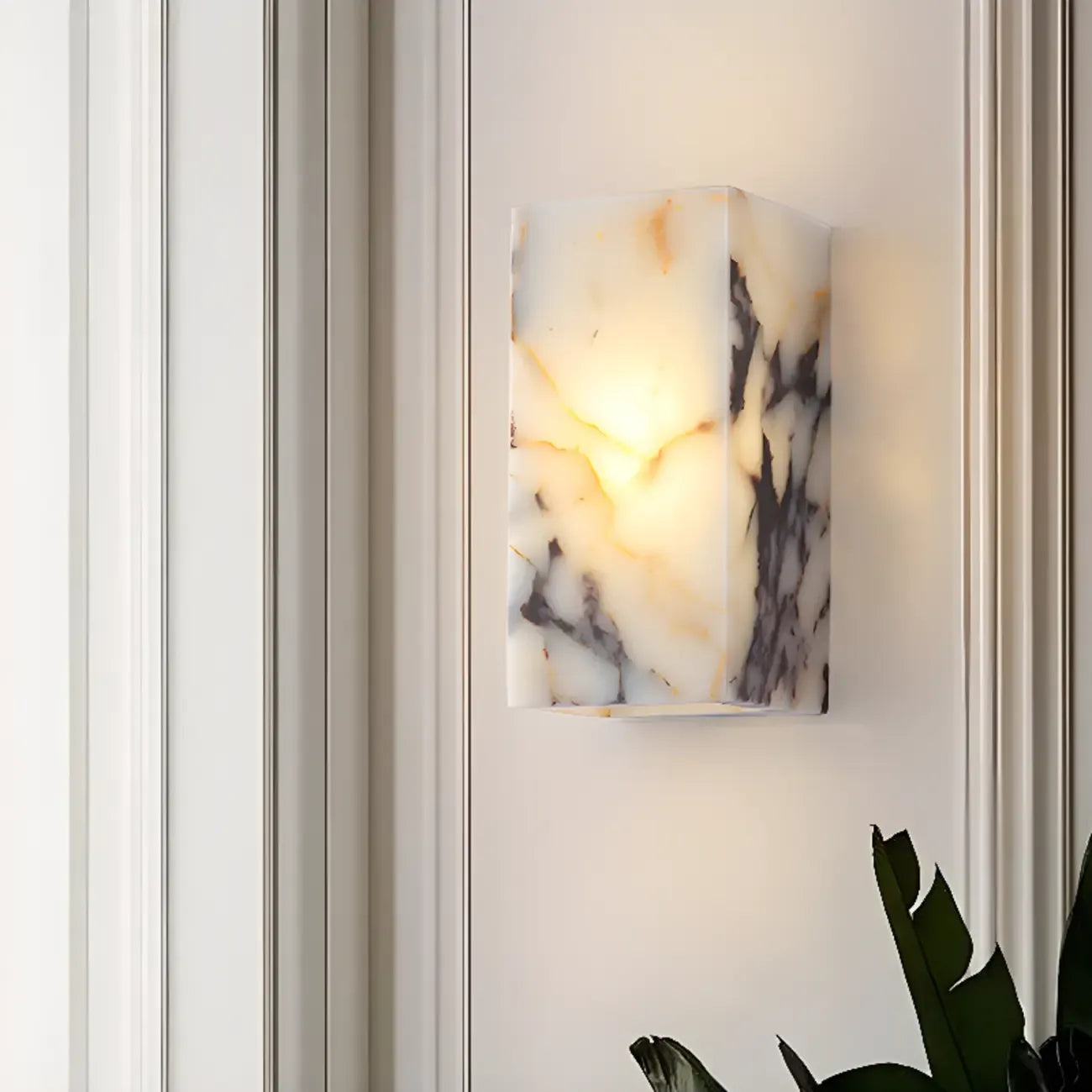 Applique murale LED rectangulaire minimaliste en pierre blanche moderne