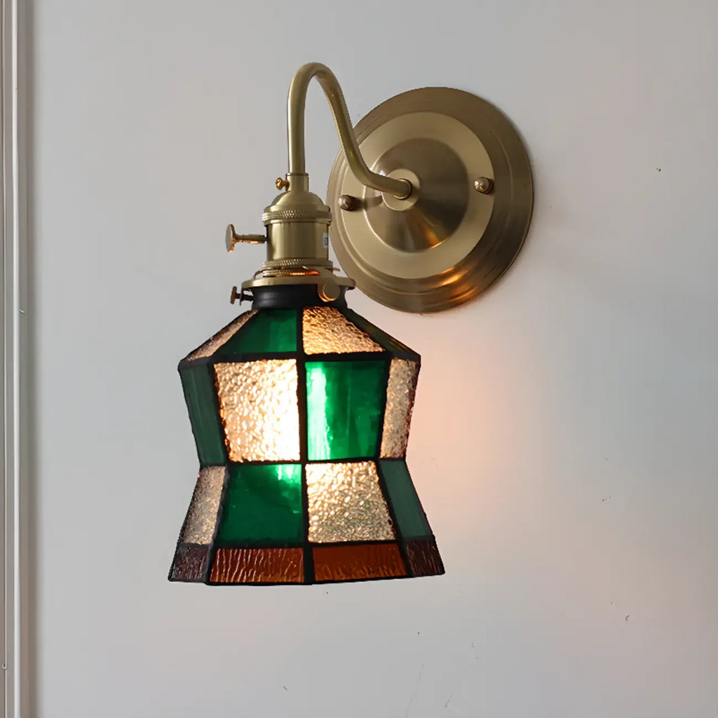 Applique murale vintage en verre avec accents en laiton, câblée