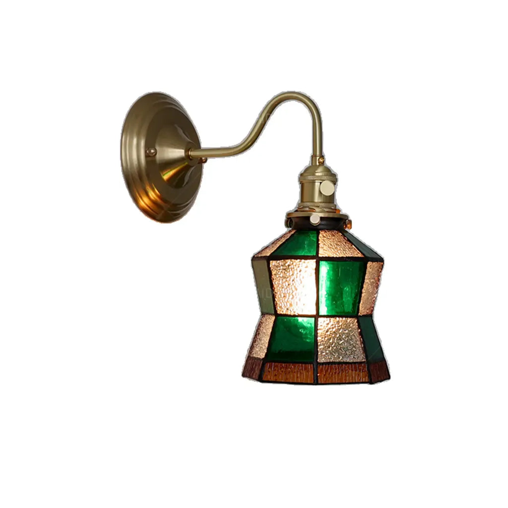 Applique murale vintage en verre avec accents en laiton, câblée