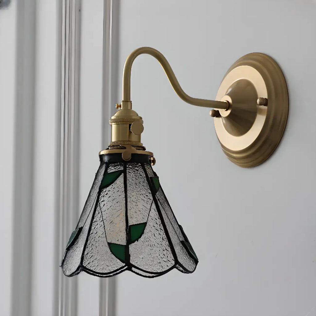 Applique murale vintage en verre avec accents en laiton, câblée