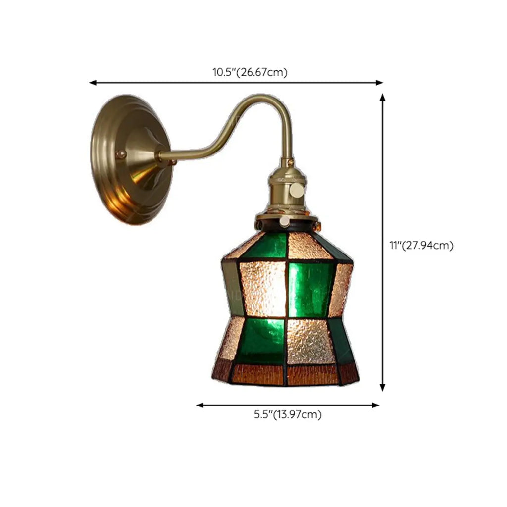Applique murale vintage en verre avec accents en laiton, câblée