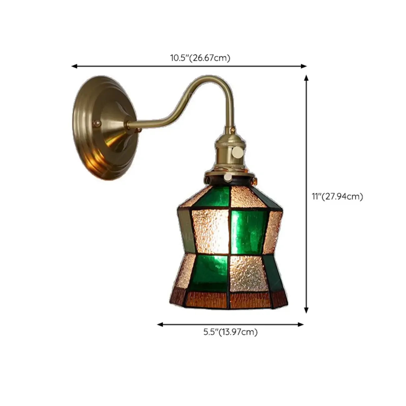 Applique murale vintage en verre avec accents en laiton, câblée