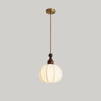 Suspension moderne en tissu blanc avec globe et hauteur réglable
