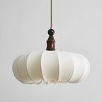 Suspension moderne en tissu blanc avec globe et hauteur réglable