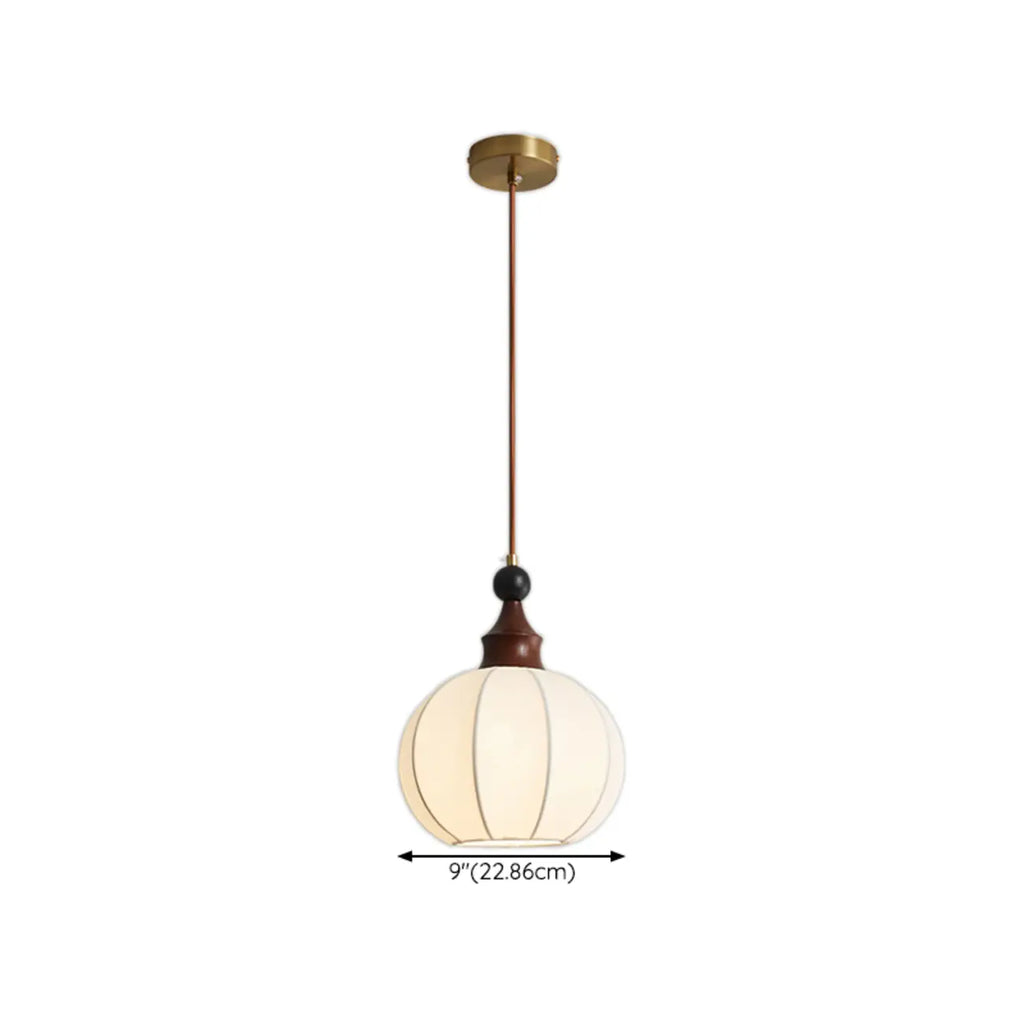 Suspension moderne en tissu blanc avec globe et hauteur réglable