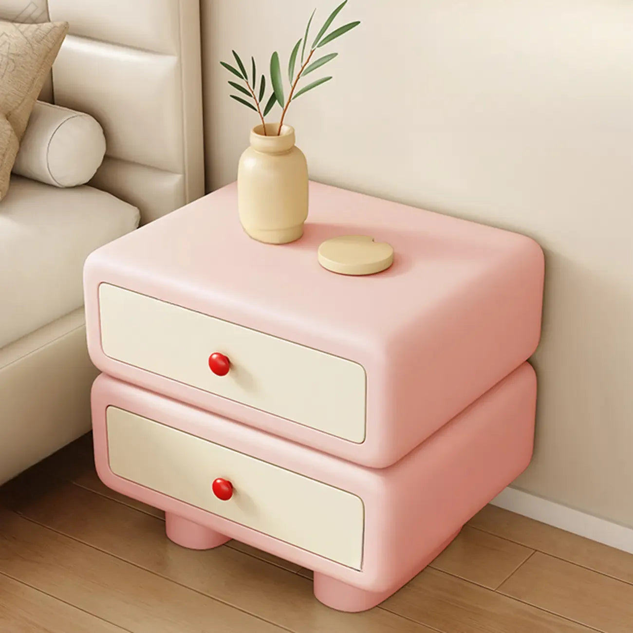 Table de chevet contemporaine basse et élégante en bois à 2 niveaux