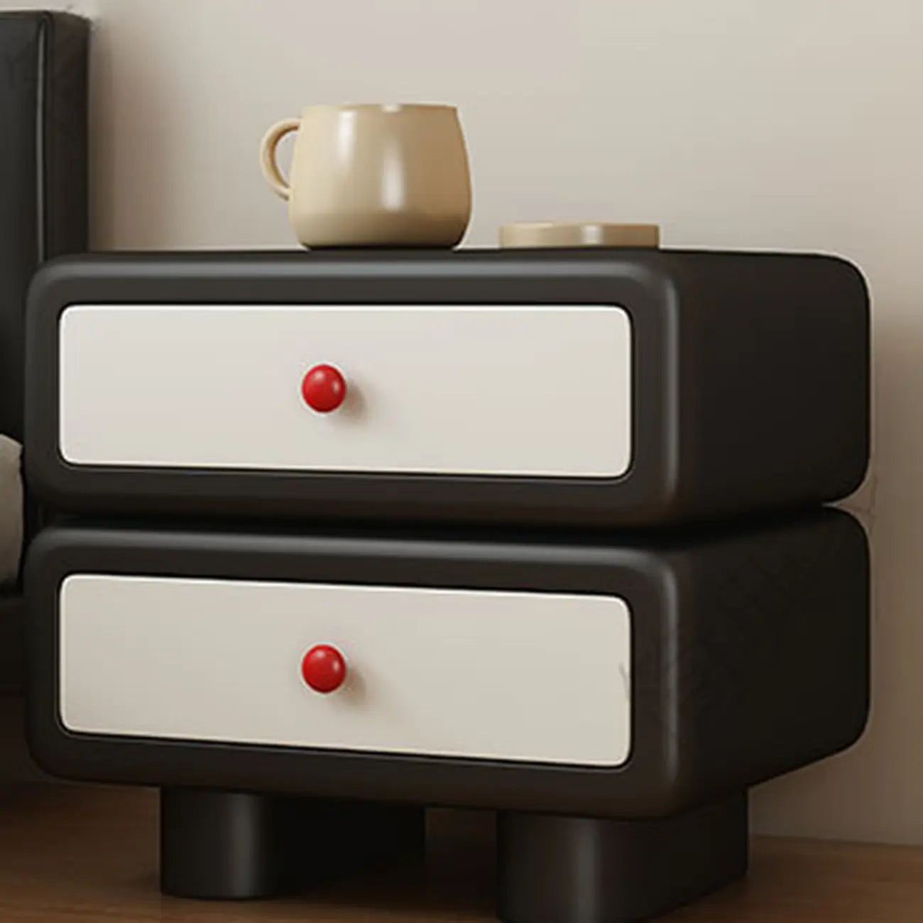 Table de chevet contemporaine basse et élégante en bois à 2 niveaux
