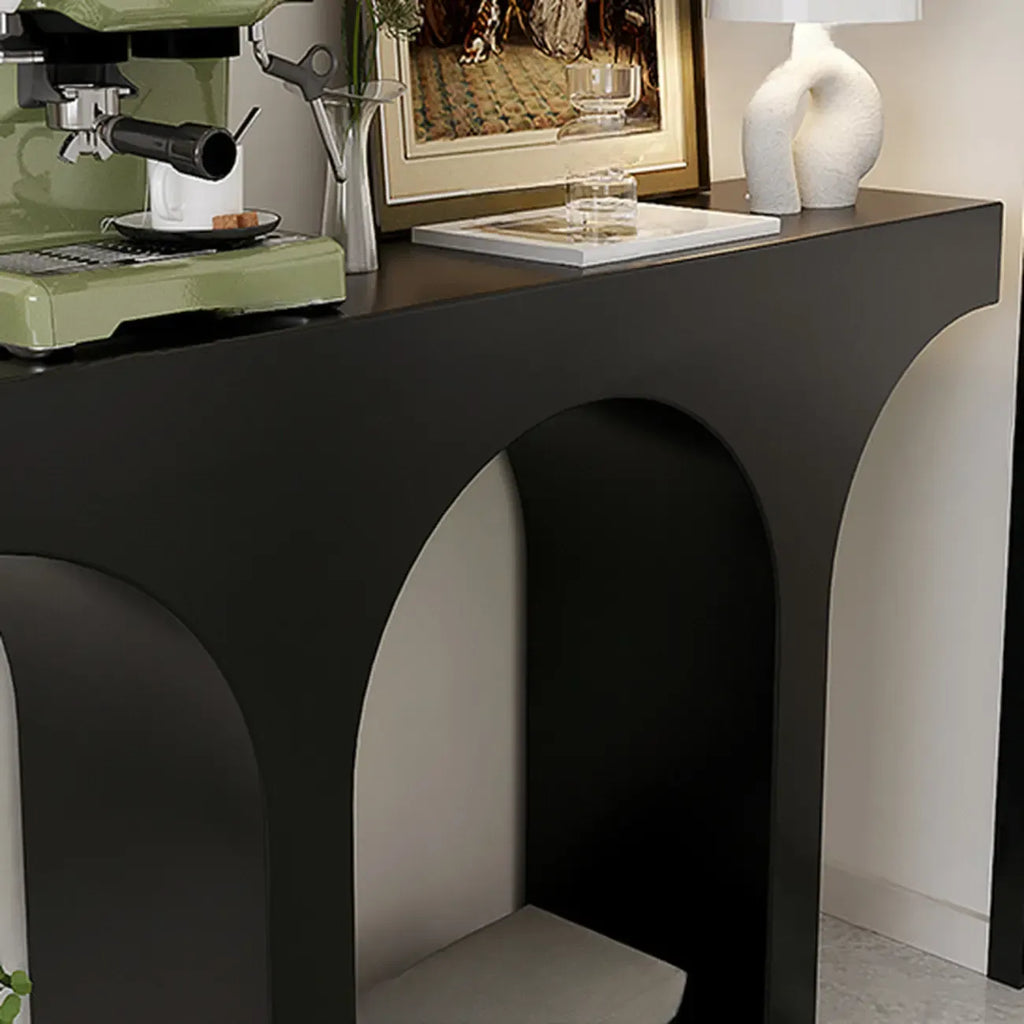 Console rectangulaire d'entrée avec base arquée noire