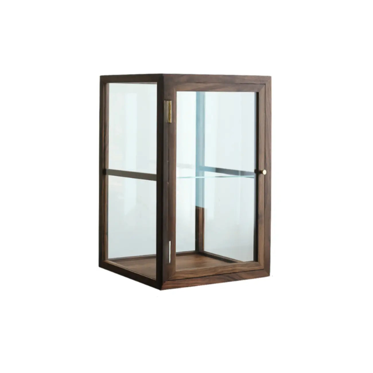 Petite vitrine de table en bois avec porte vitrée