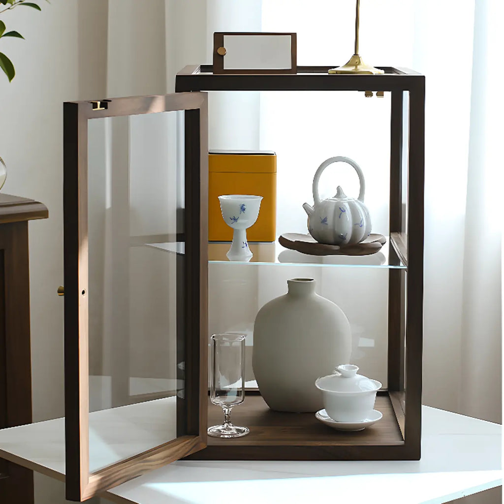Petite vitrine de table en bois avec porte vitrée – Livingura