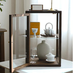 Petite vitrine de table en bois avec porte vitrée