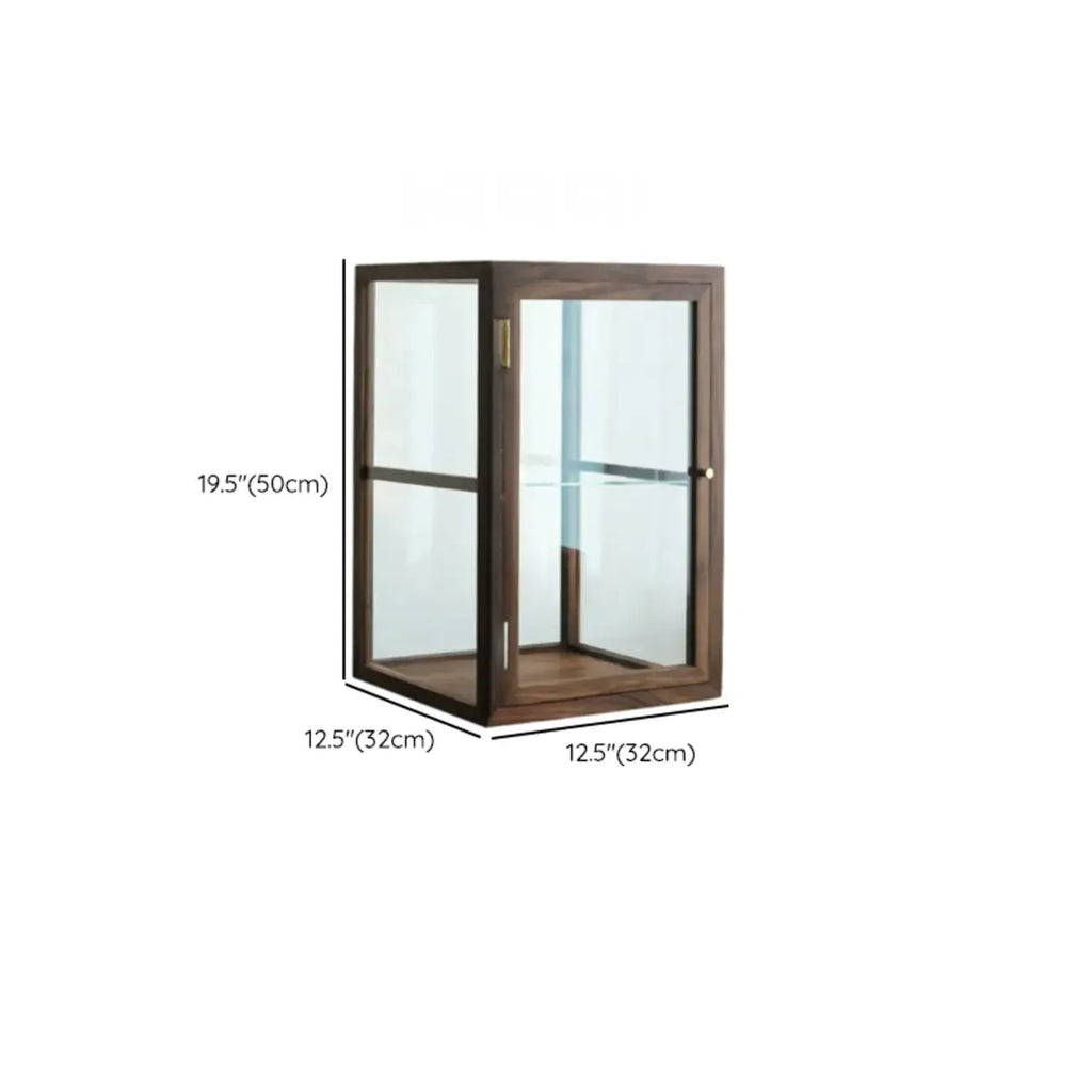 Petite vitrine de table en bois avec porte vitrée