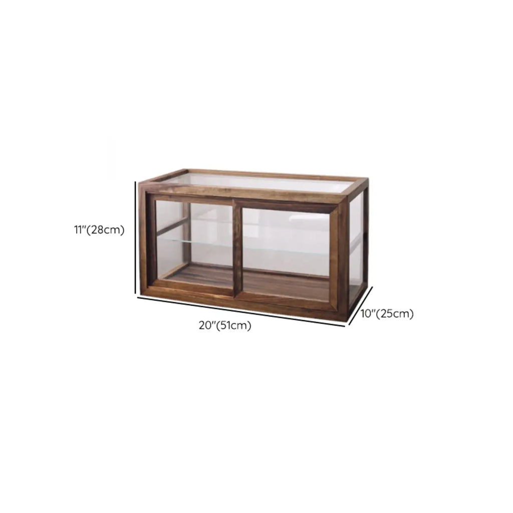 Petite vitrine de table en bois avec porte vitrée