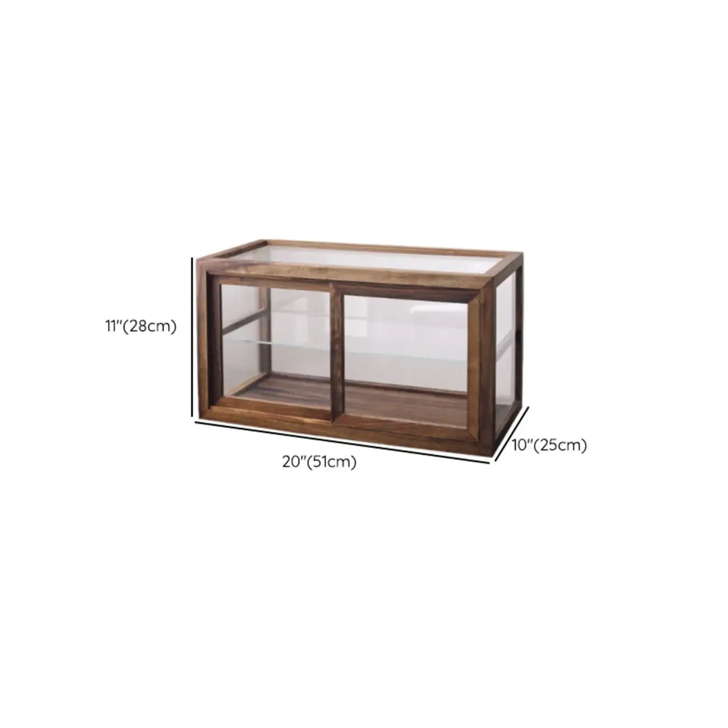 Petite vitrine de table en bois avec porte vitrée