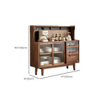 Buffet large en bois de noyer nordique avec porte coulissante en verre